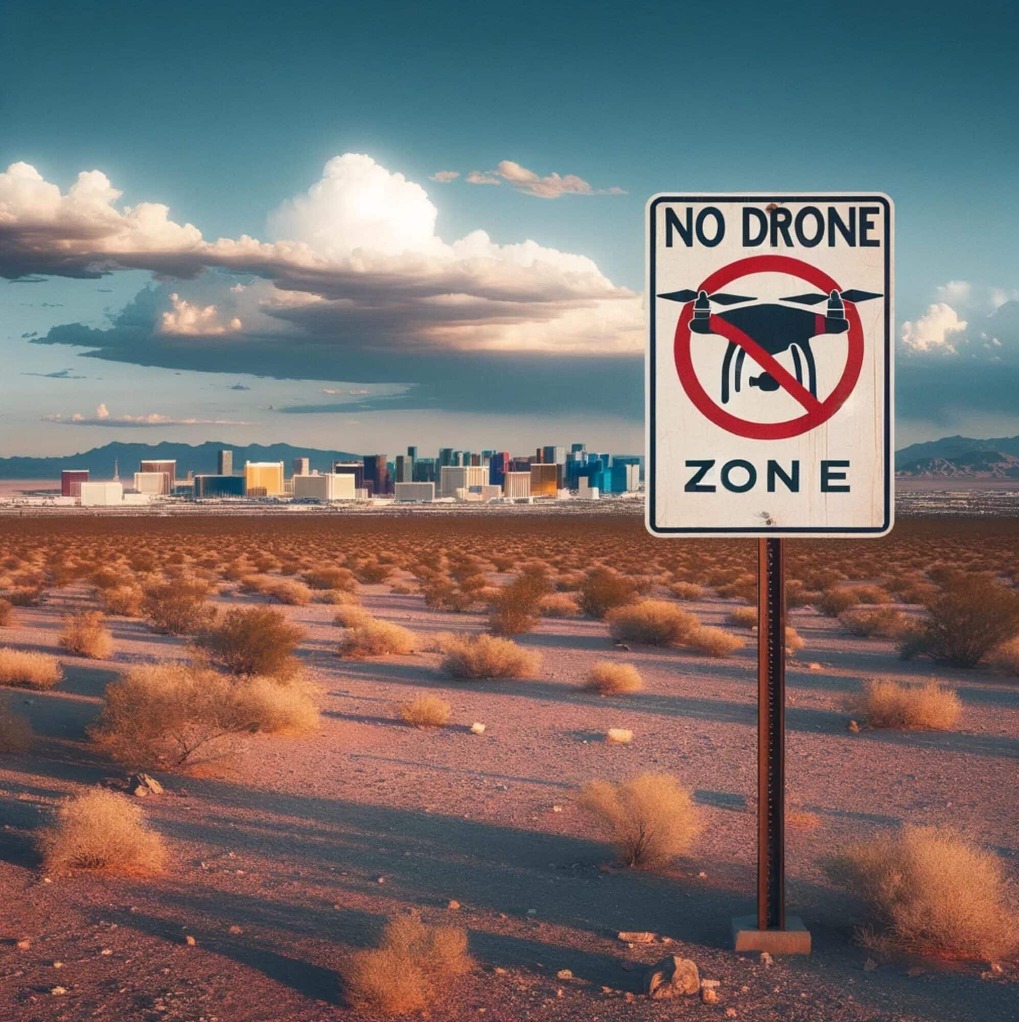 Illustration of the no drone zone declared over Las Vegas for Super Bowl 58.