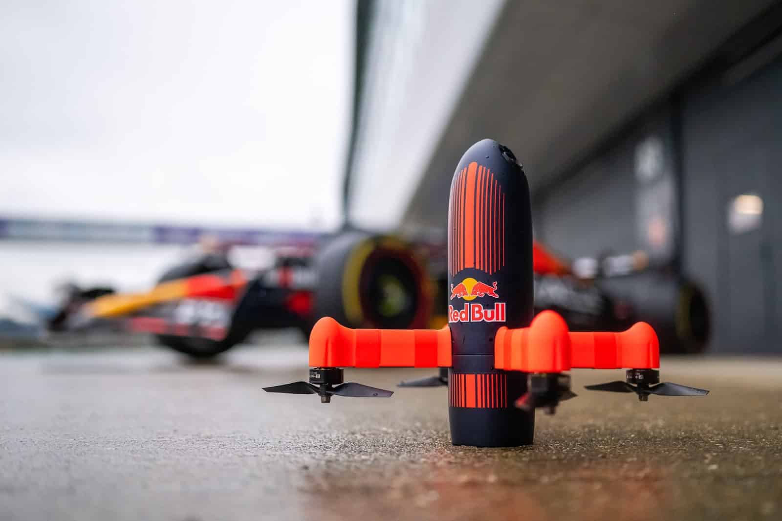 Behind the scenes of the drone versus F1 car speed challenge at Silverstone Circuit.