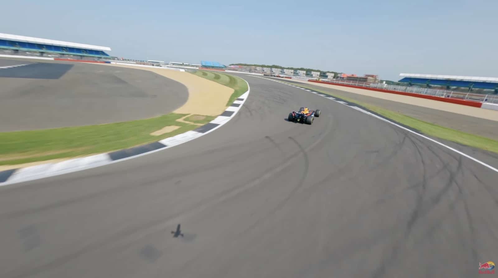 The chase drone was flown manually, without GPS or automated tracking.