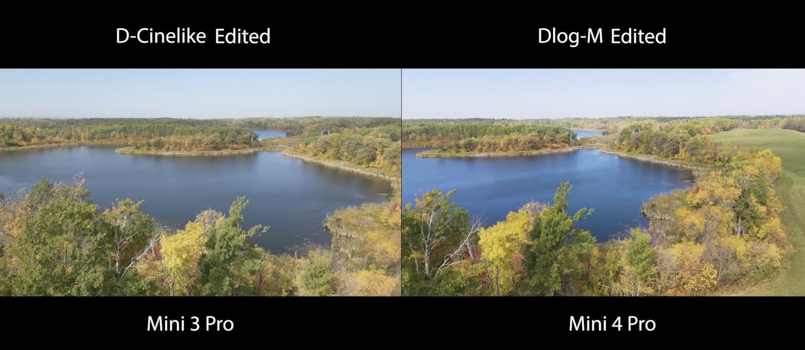 Color from the Mini 3 Pro D-Cinelike profile in an aerial clip.