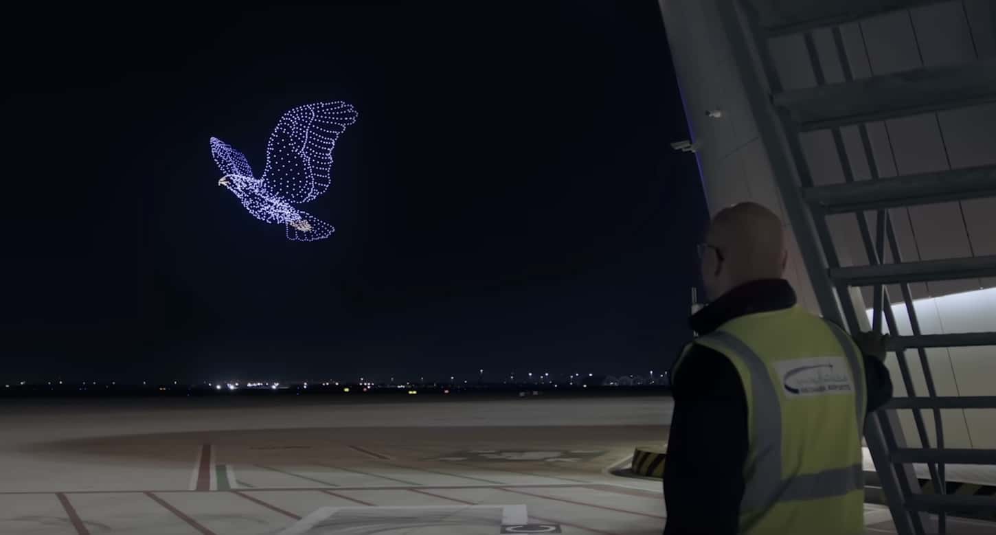SKYMAGIC pilots and camera crew behind the Zayed International Airport drone show.