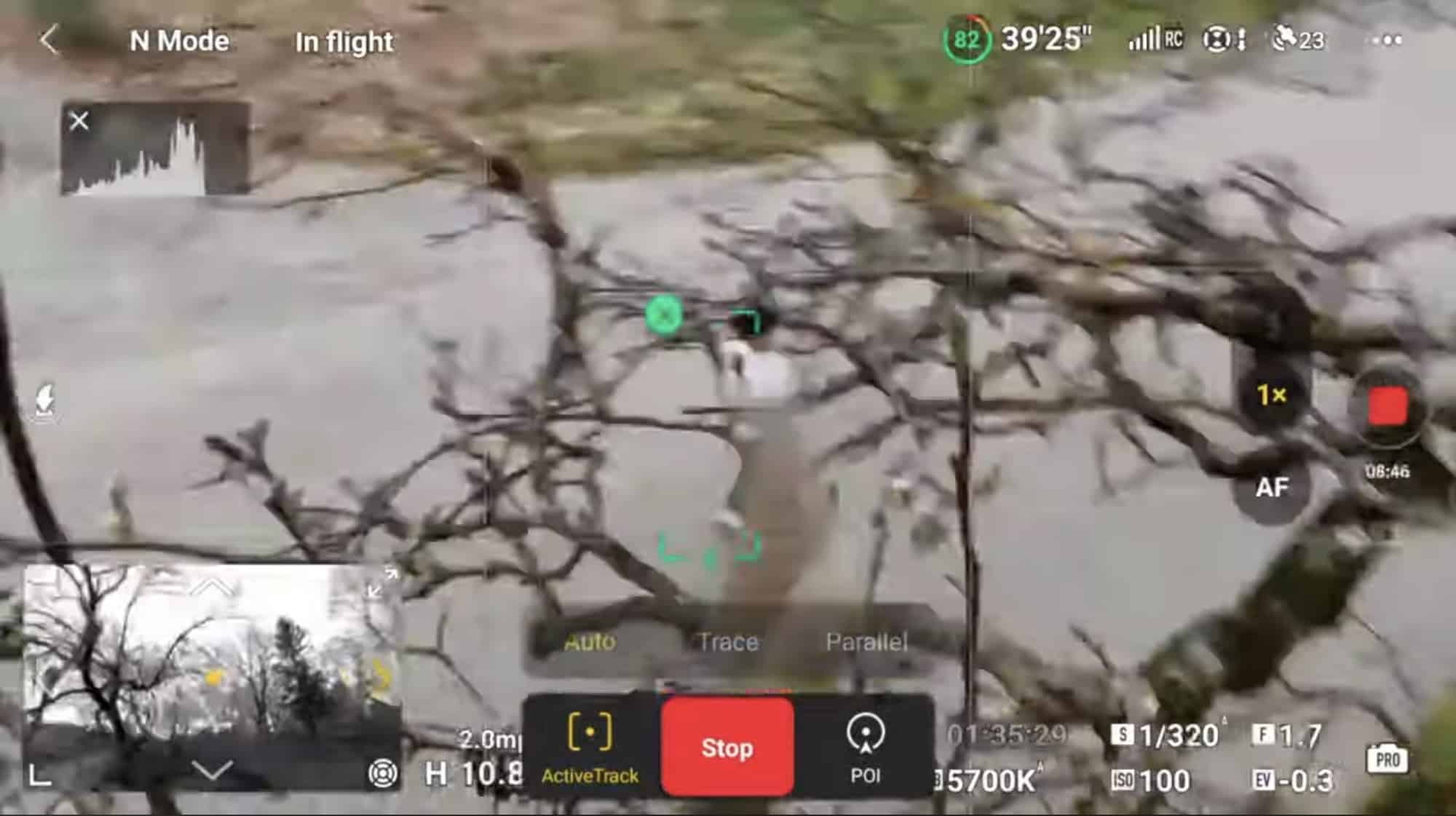 ActiveTrack Auto mode flying the drone hands-free around the subject.