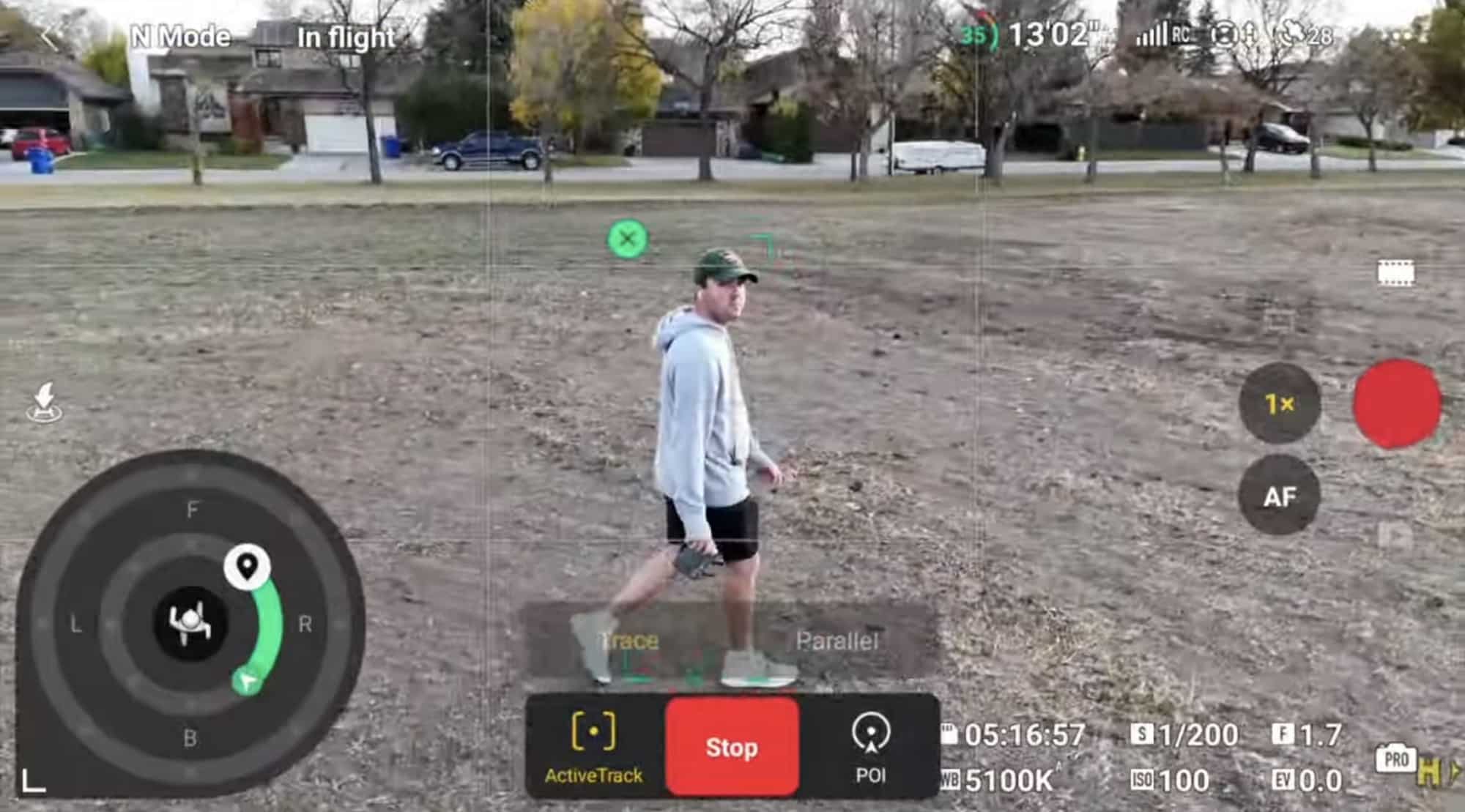 Older ActiveTrack interface offering eight fixed follow positions around the subject.