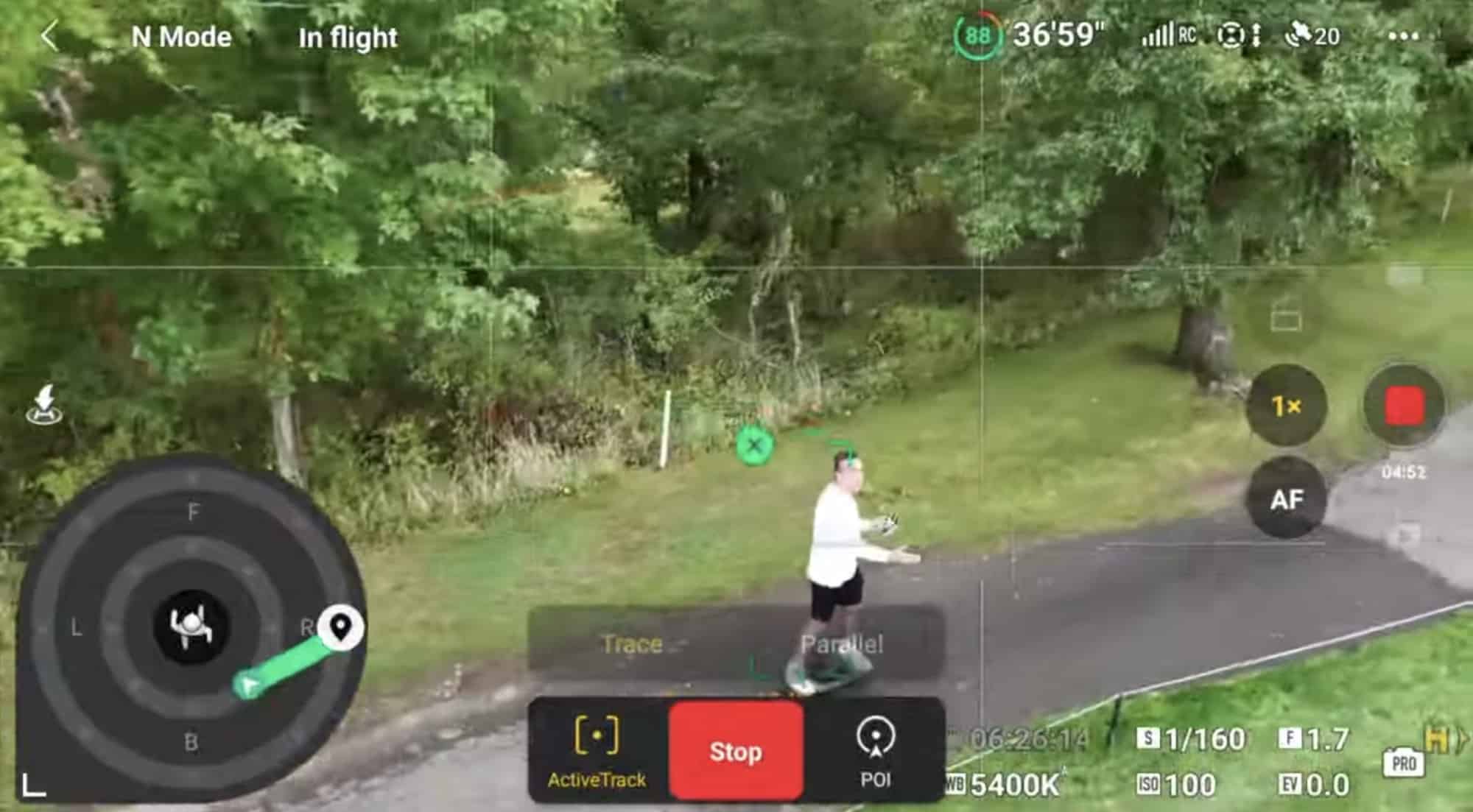 DJI Air 3 tracking a subject with its 3x medium tele camera.