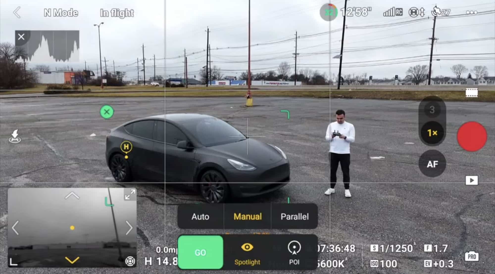 DJI Air 3 repositioning faster than the DJI Mini 4 Pro while tracking.