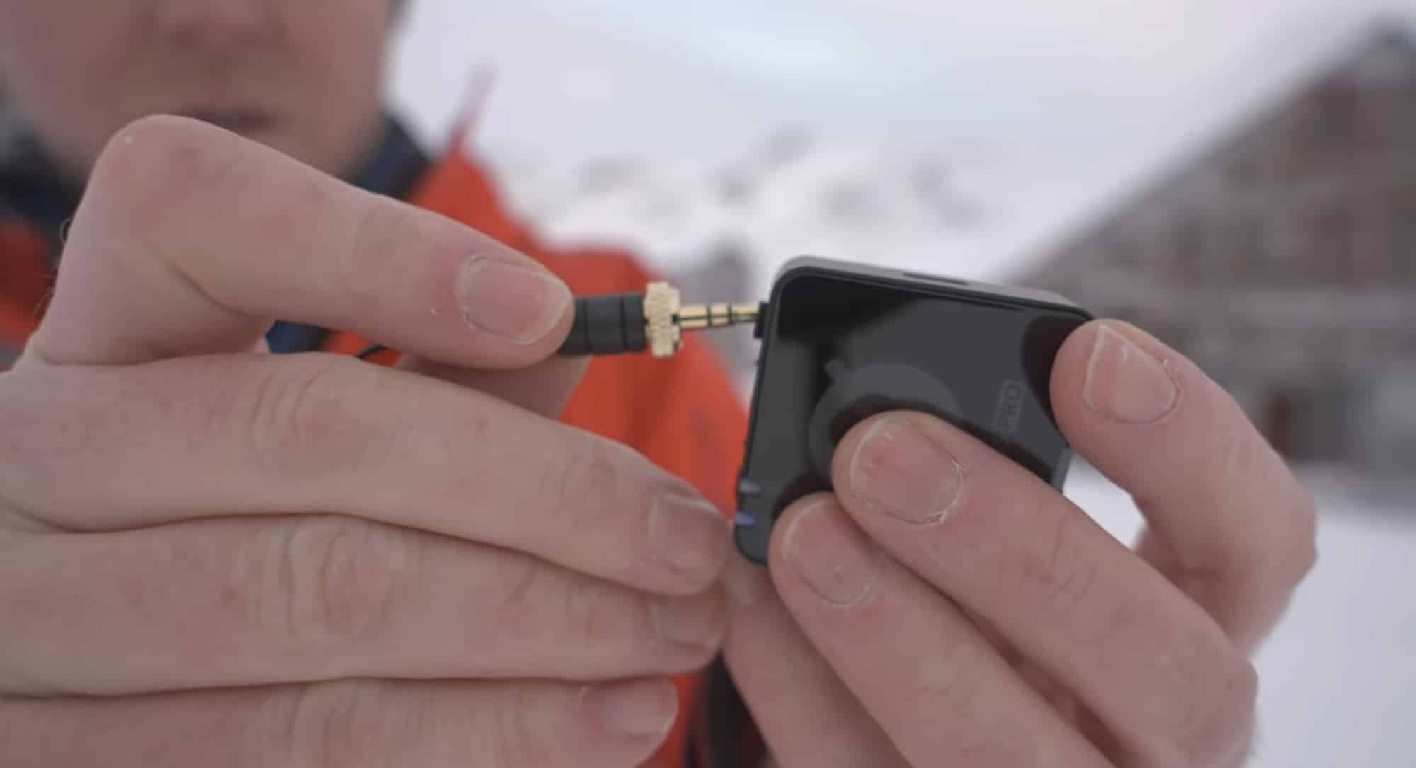 Locking TRS connector on the Rode Wireless Pro transmitter, Jake Sloan's favorite feature.