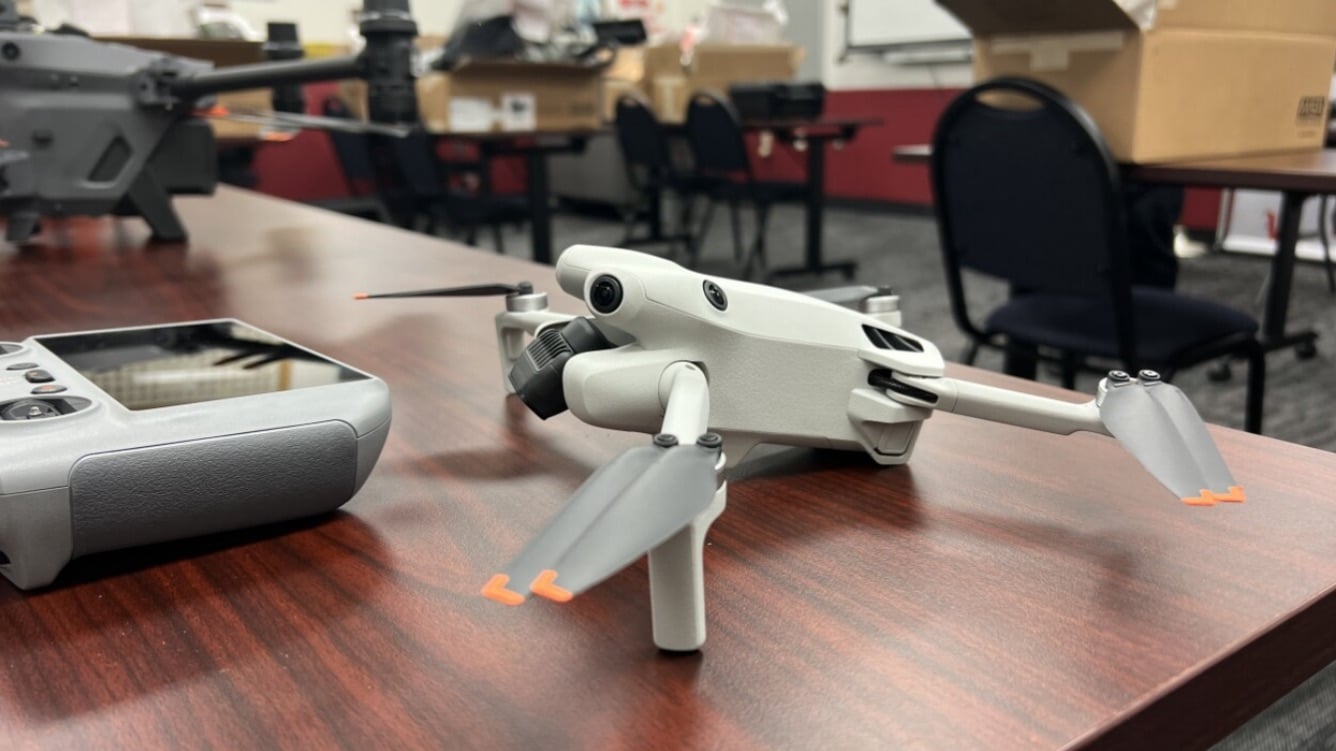 The DJI Mini 4 Pro, one of 11 drones bought by Warren firefighters.