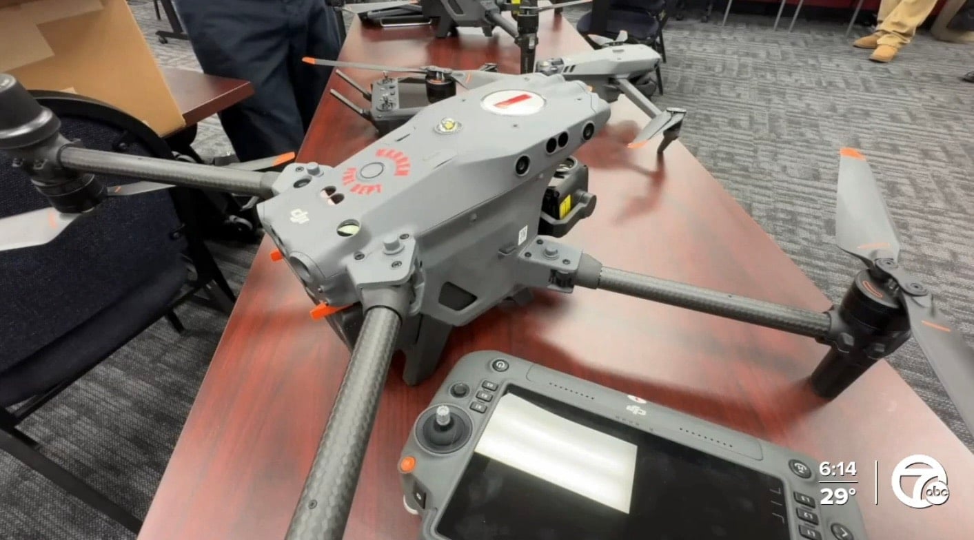 Two DJI Matrice 30s flanking a DJI Mavic 3 in Warren's new fleet.