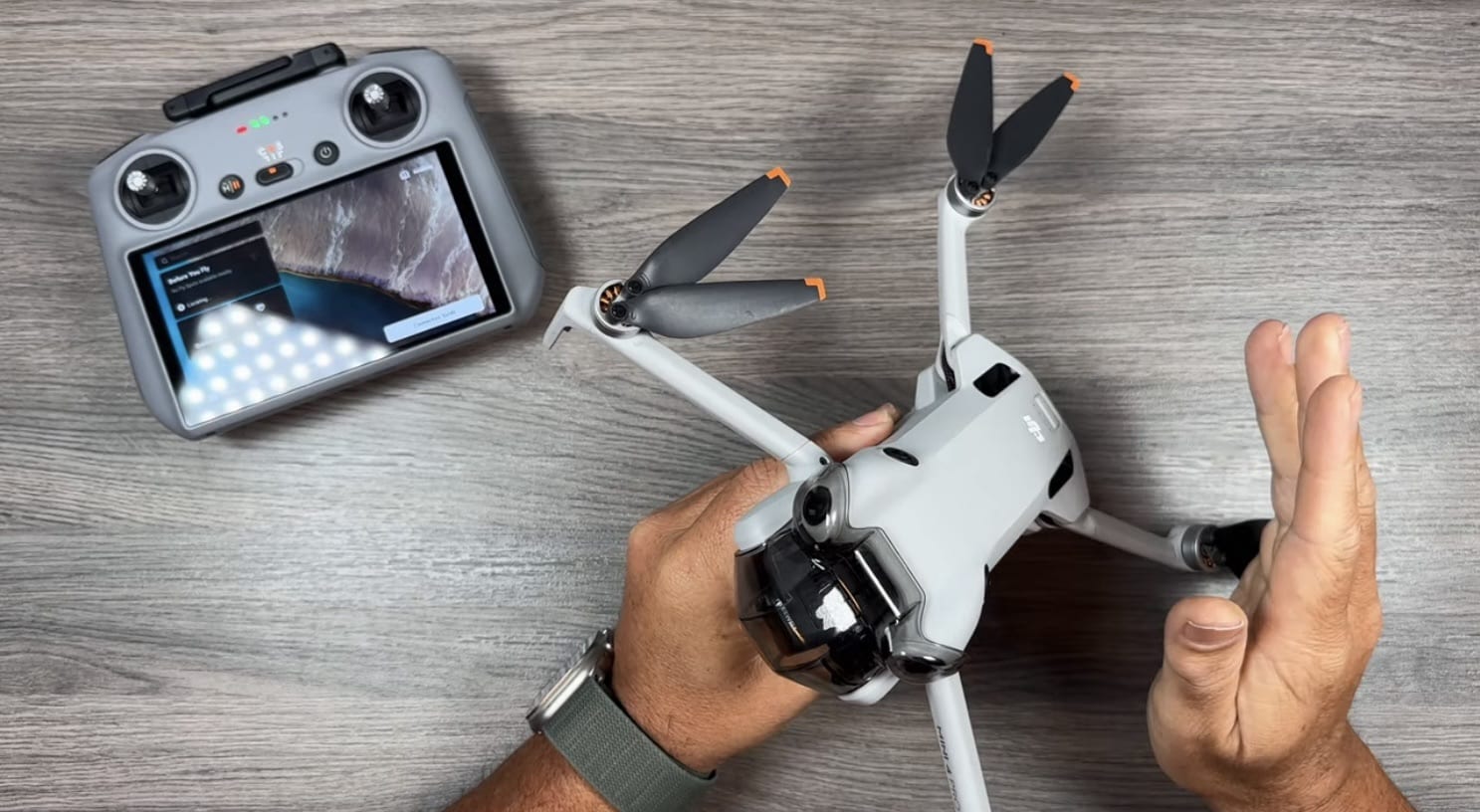 The DJI Mini 4 Pro, DJI's first full-featured sub-250-gram mini drone.