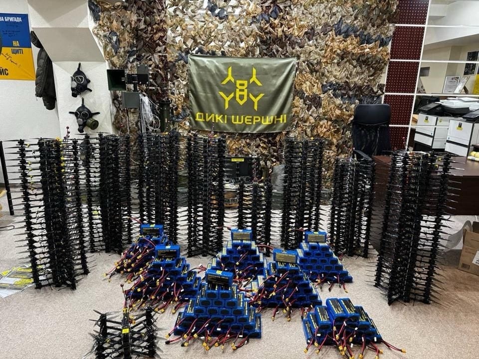 Ukrainian-built drones of the kind Zelensky wants produced by the million.