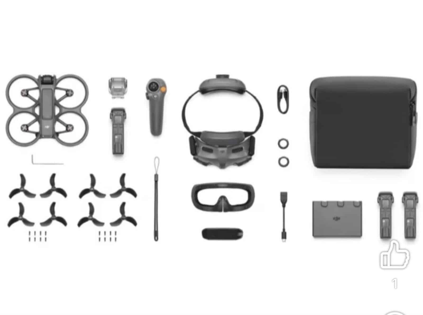 DJI Avata 2 Fly More Combo with three batteries, Motion RC, Goggles 3 and shoulder bag.