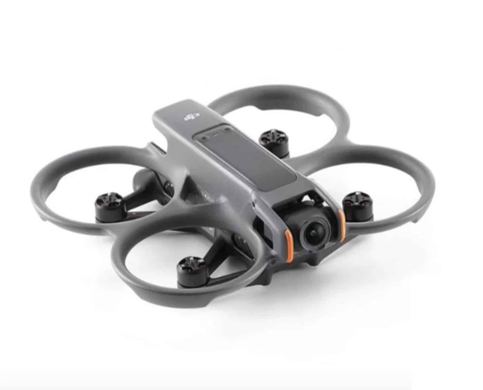Leaked DJI Avata 2 seen from the front and top with no propellers or battery fitted.