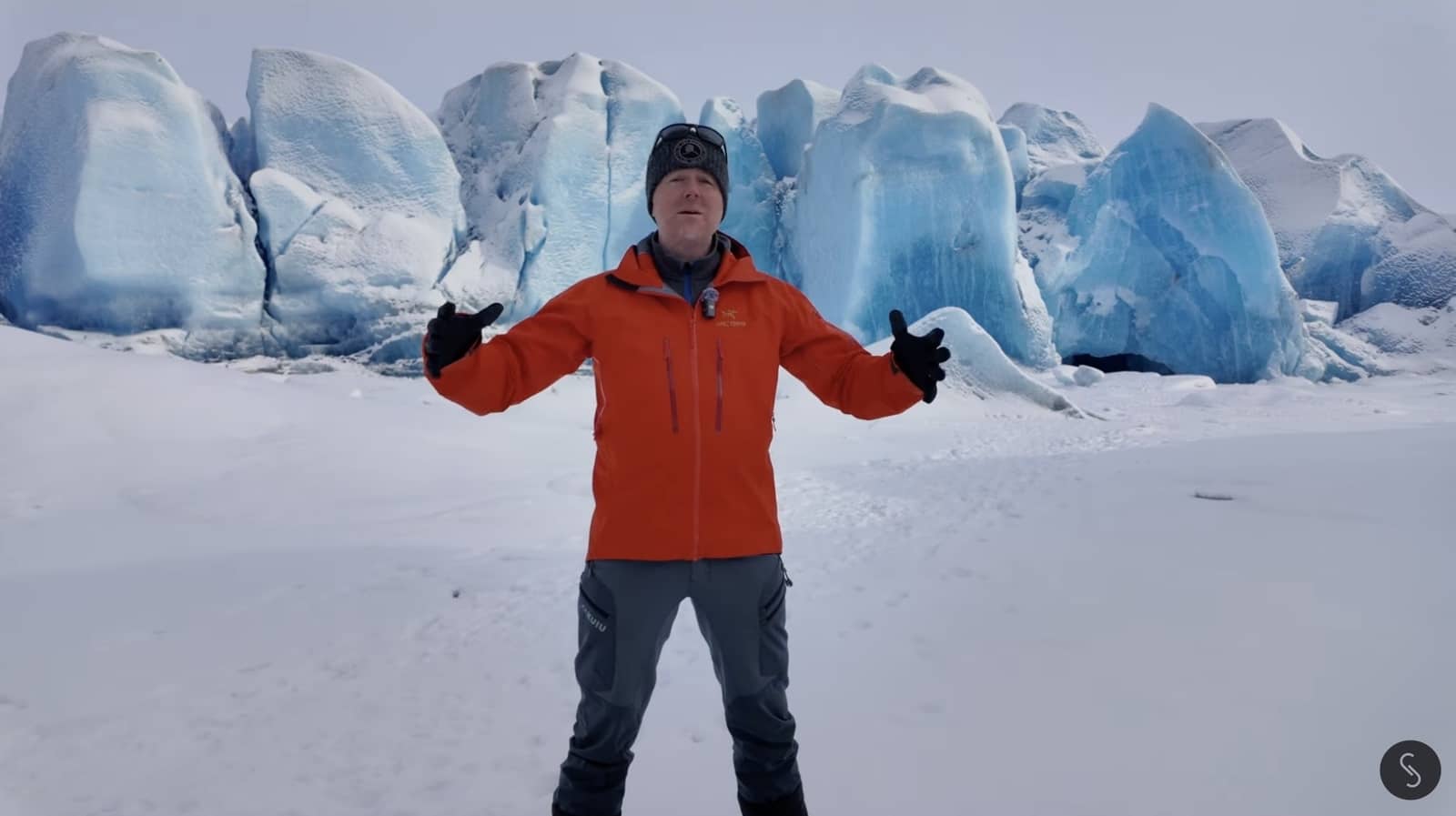 Final frame of the edited nine-shot ice climbing sequence.