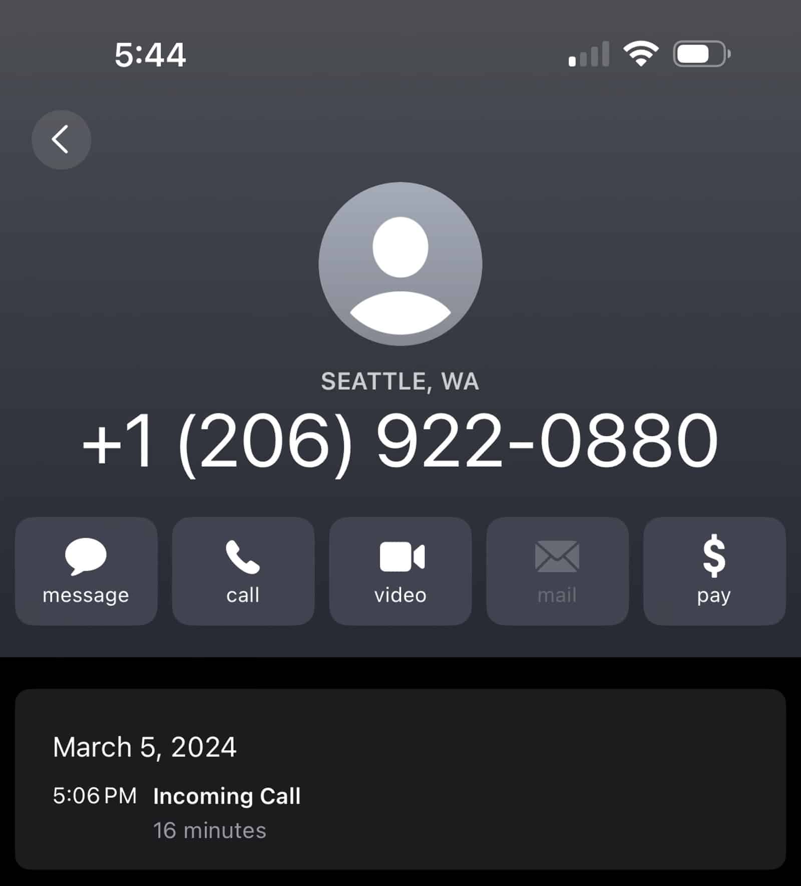 Screenshot of the March 5 call log after the delivery date slipped a day.