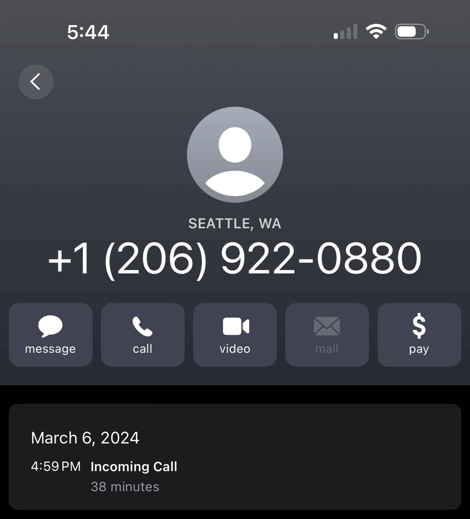 Screenshot of a further March 6 call log entry with Amazon customer service.
