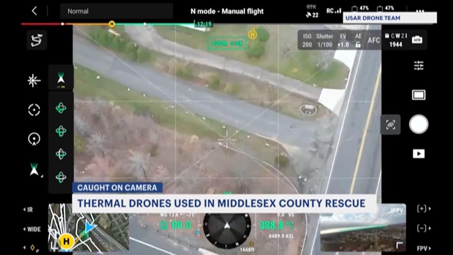 Thermal Drones Save Injured Dog Missing for a Day. Photo courtesy of News 12 New Jersey.