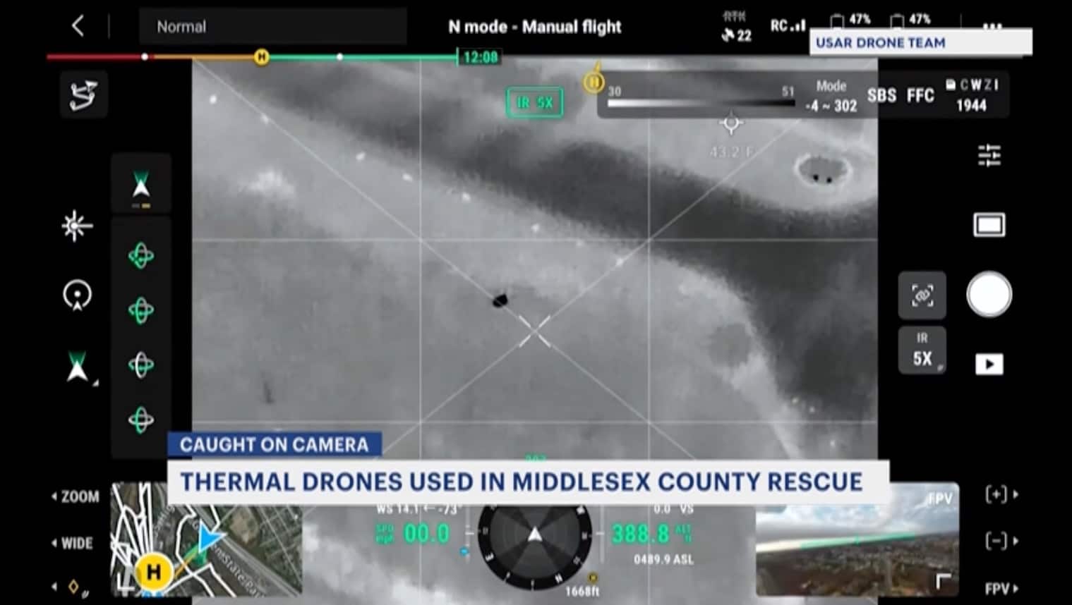 Thermal Drones Save Injured Dog Missing for a Day. Photo courtesy of News 12 New Jersey.