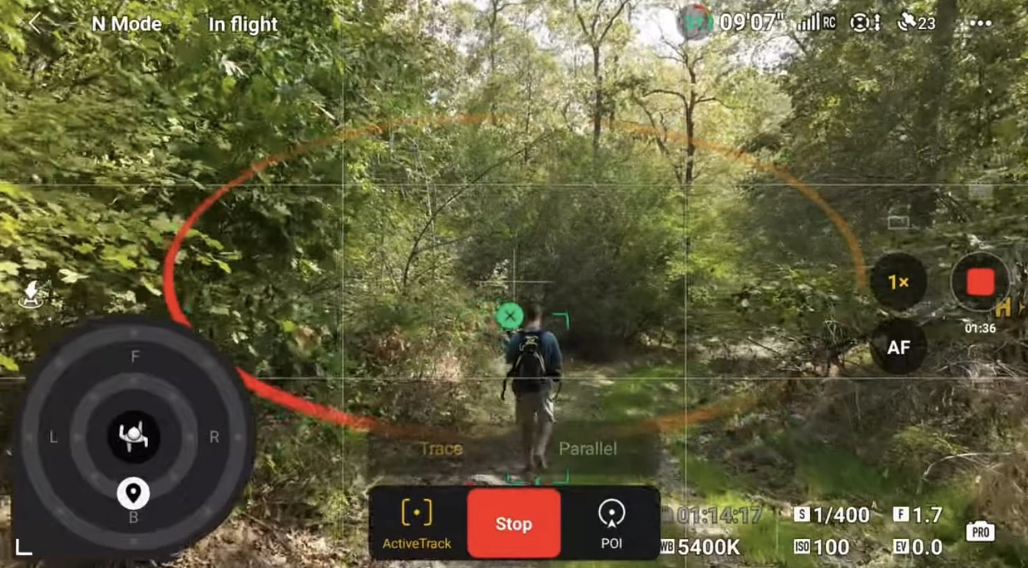 ActiveTrack 360 following a subject with the DJI Mini 4 Pro.