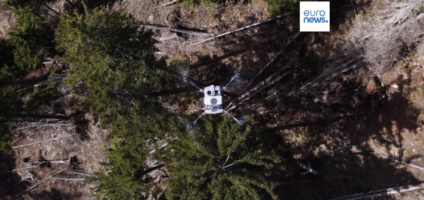 Drone reforestation pilot in Austria's East Tyrol, from EuroNews footage.
