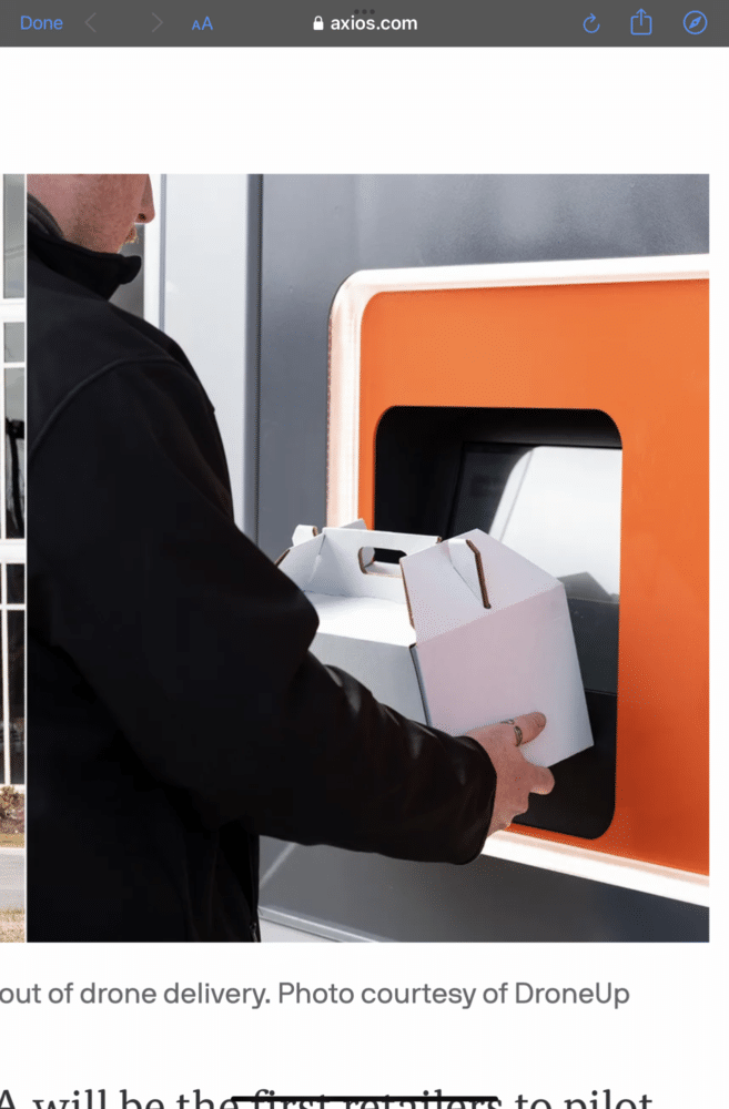 DroneUp DBX climate-controlled locker used for automated drone package handoffs.
