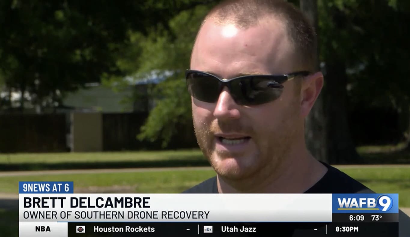Thermal drone imagery used to spot animals in dense Louisiana woods.