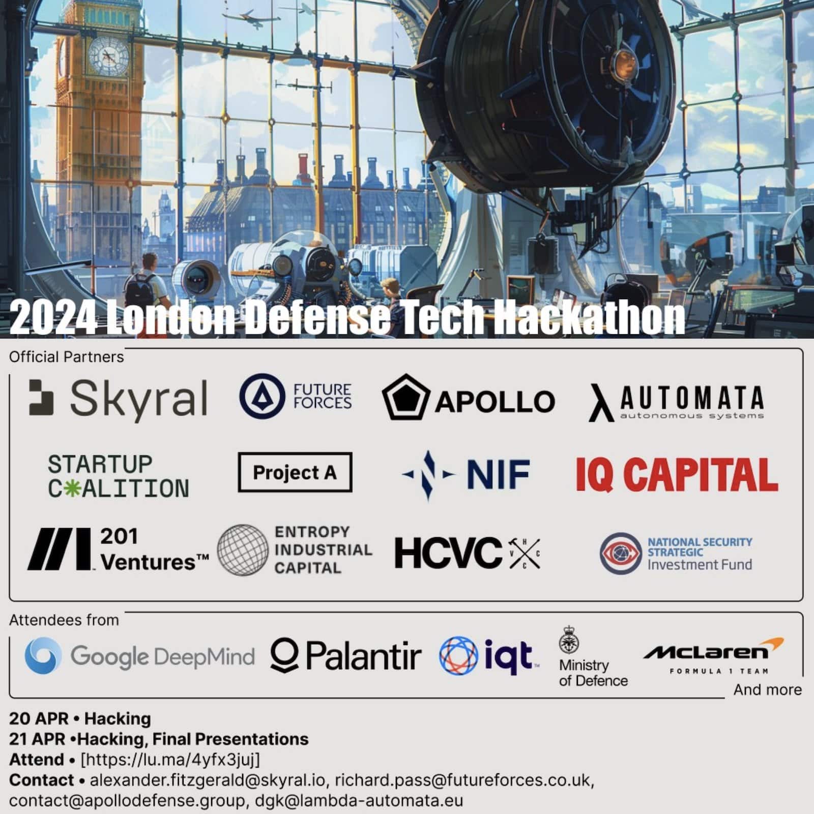 London Defence Tech Hackathon 2024 wrap-up image shared by Sebastian Voelkl.