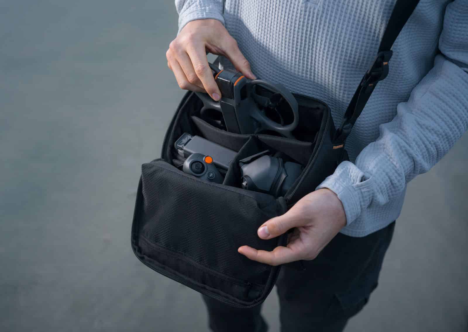 Sling bag included with the three-battery DJI Avata 2 Fly More Combo.