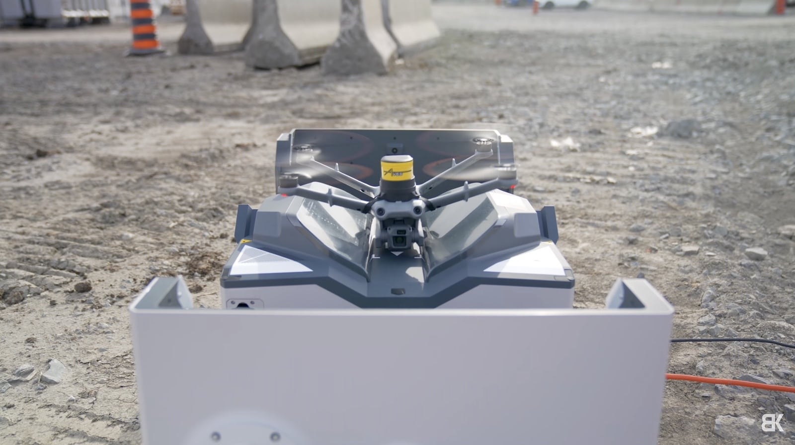 DJI Matrice 3D obstacle avoidance and side vision cameras around its tall arm design.