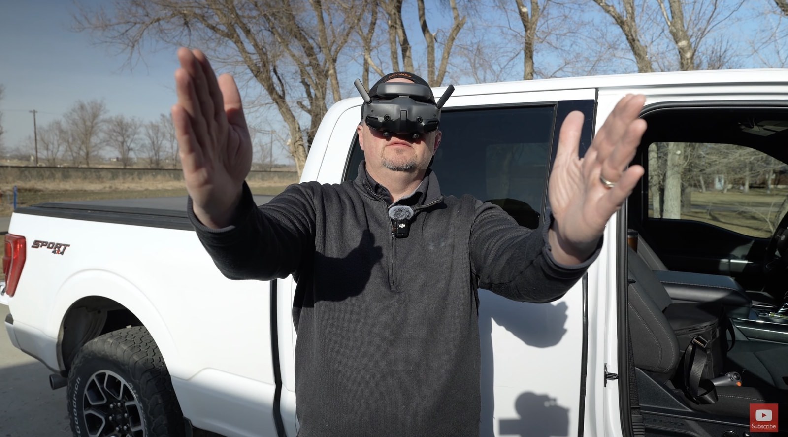 Russ demonstrating how narrow the Goggles 3 pass-through field of view is.