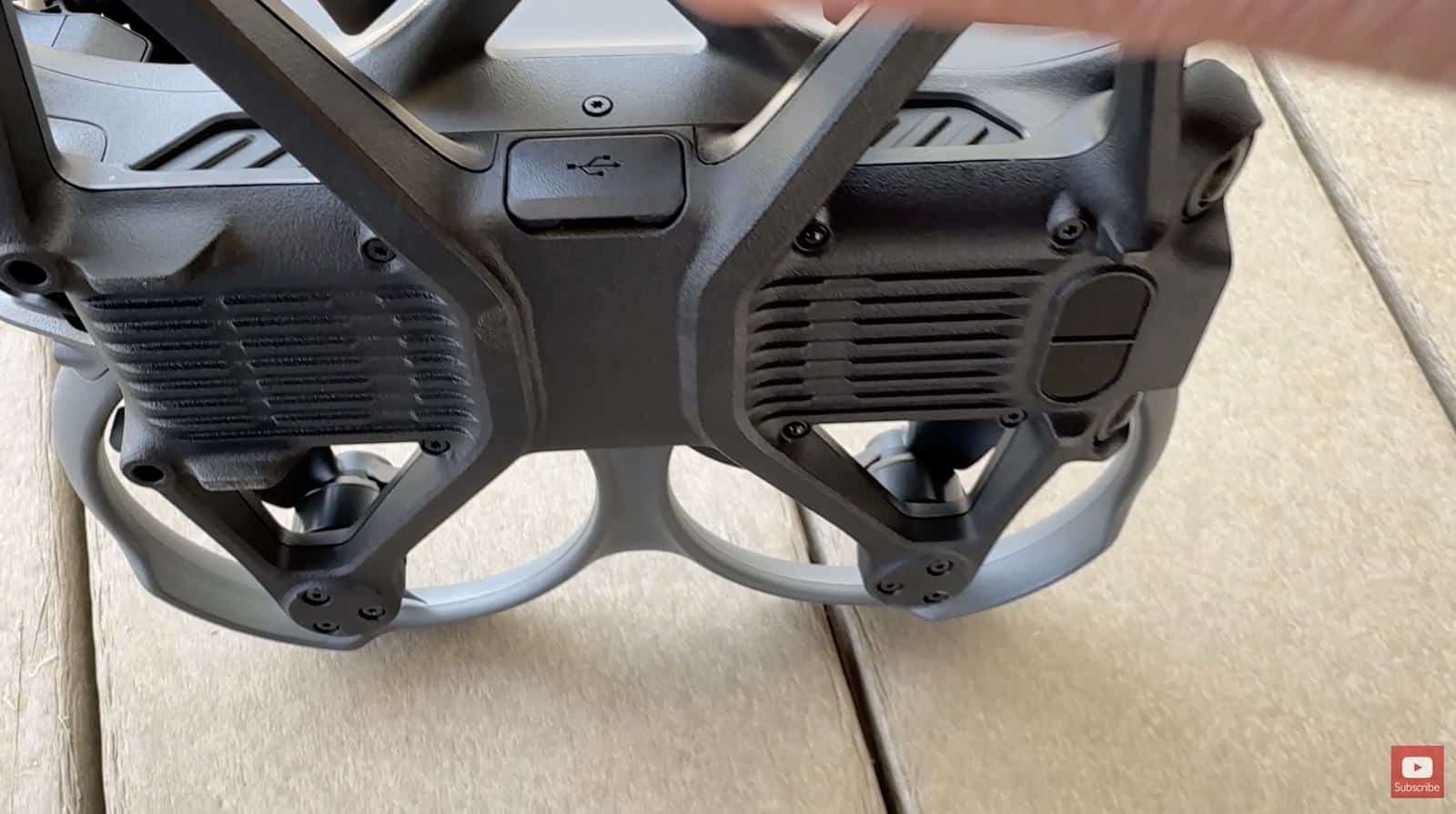 Relocated microSD card slot and USB-C port on the DJI Avata 2.