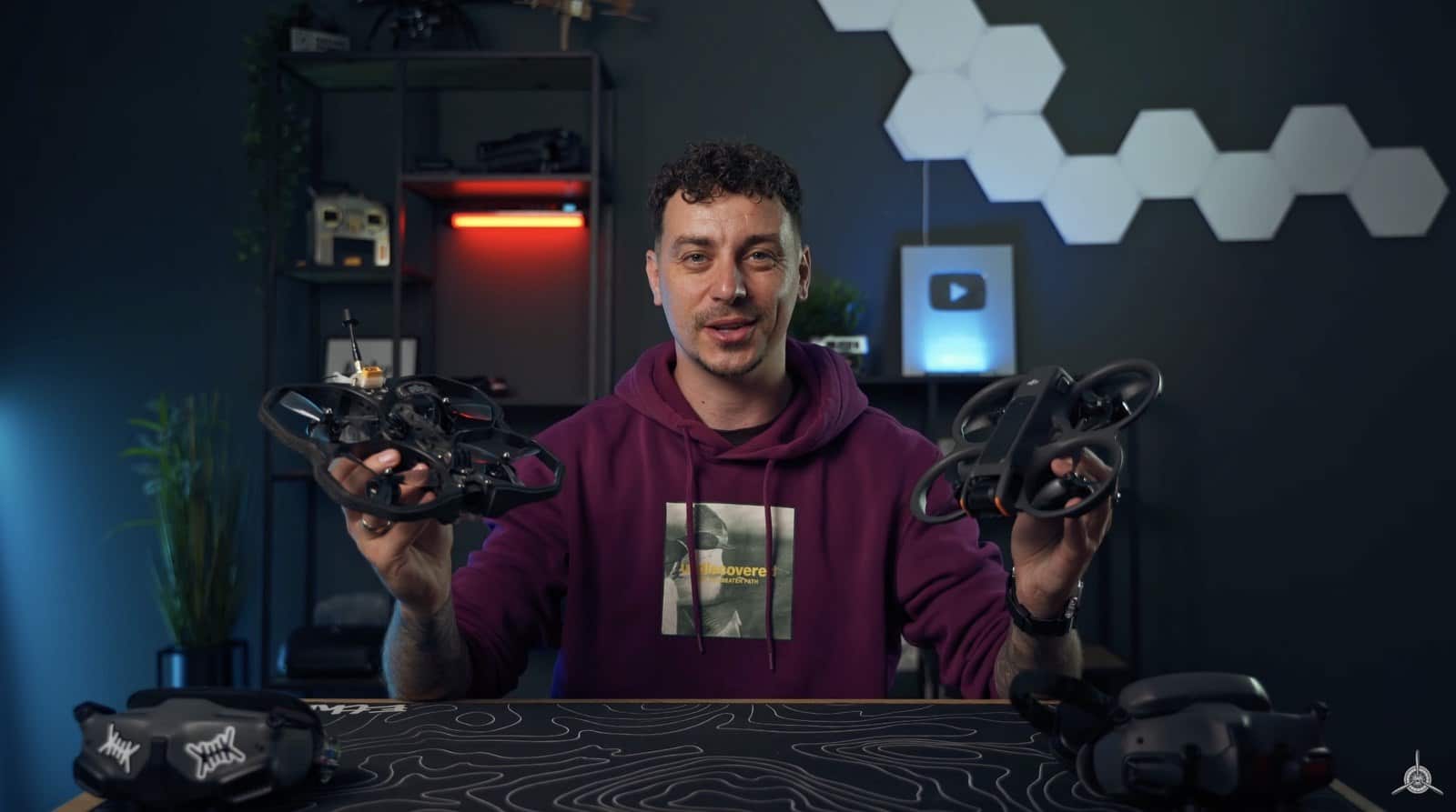 DJI Avata 2 next to the iFlight Protek35 cinewhoop used for the comparison.