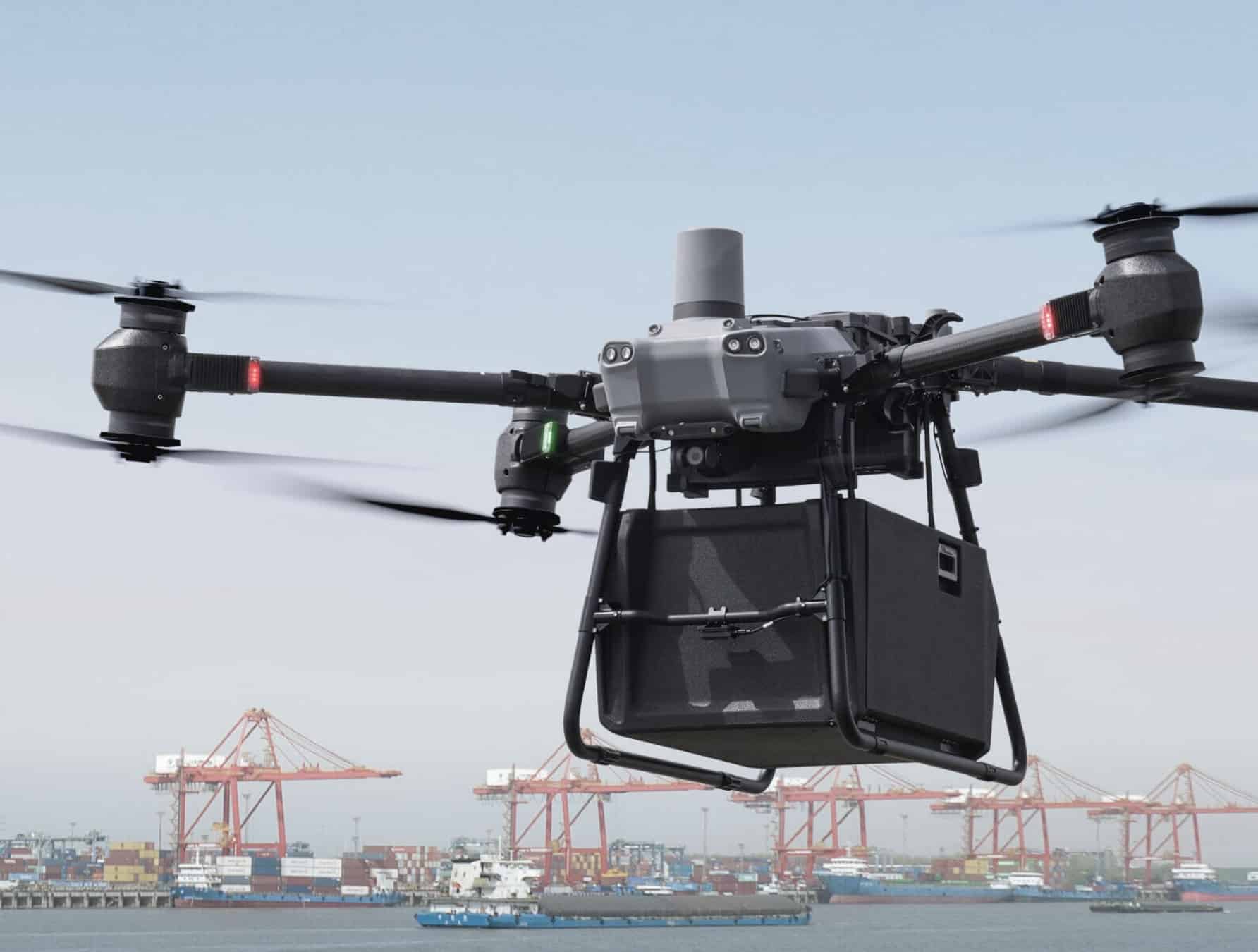 The DJI FlyCart 30 delivery drone, which shares design cues with the Agras T50.