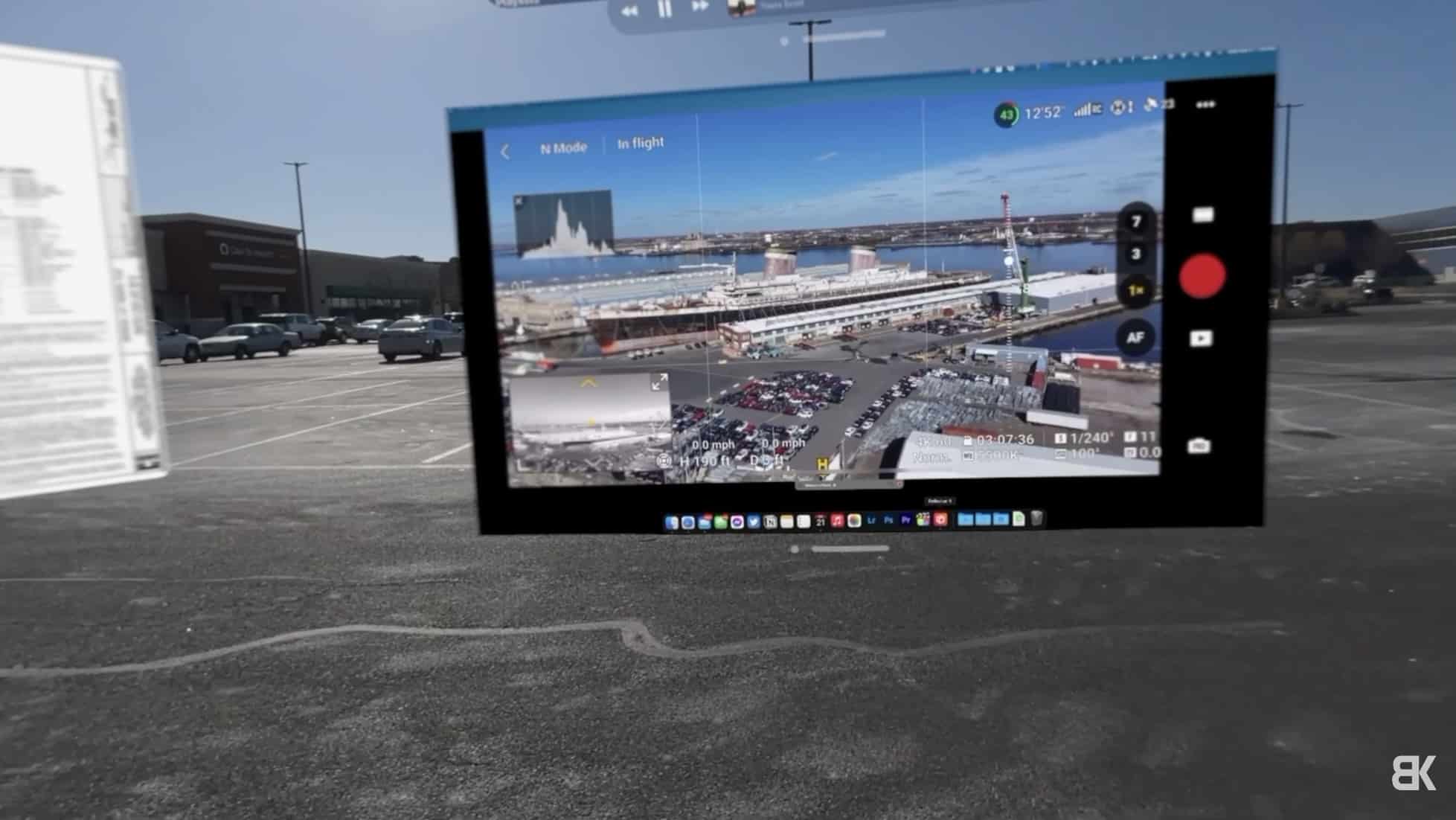 Apple Vision Pro headset considered as a spatial display for flying drones.