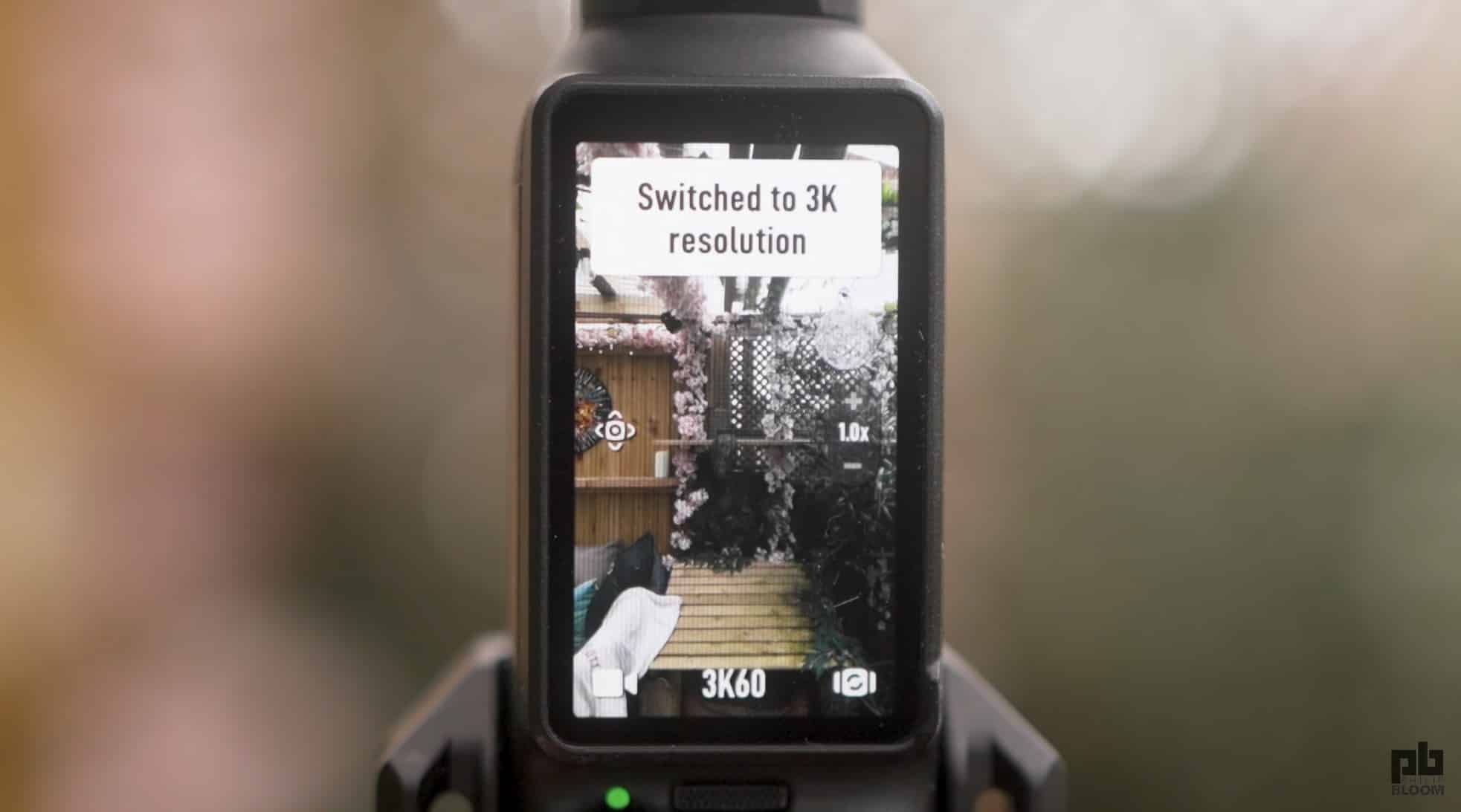 Close view of the Pocket 3 controls including the 5D joystick.