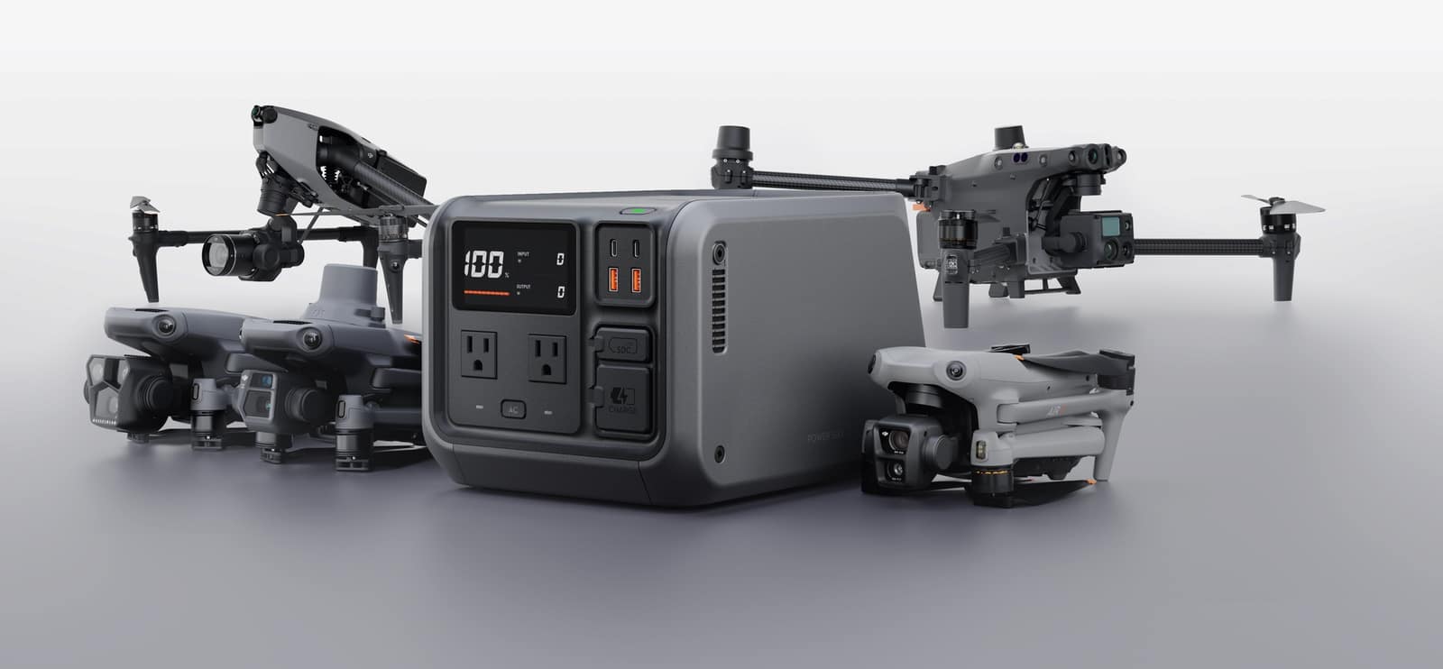 DJI Power 1000 fast charging Mavic 3, Air 3 and Inspire 3 batteries.