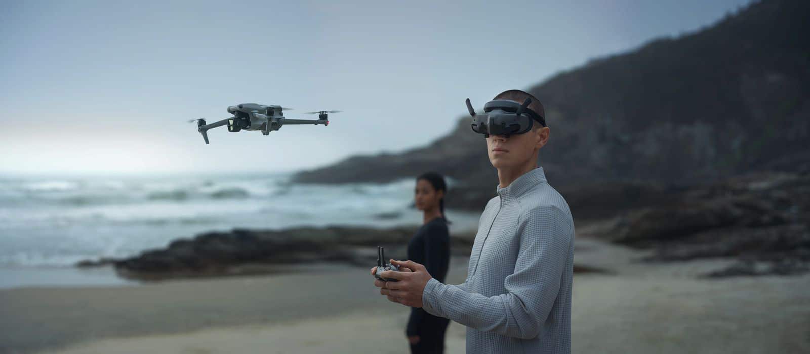 DJI Goggles 3 paired with the DJI Air 3 and its remote controller.