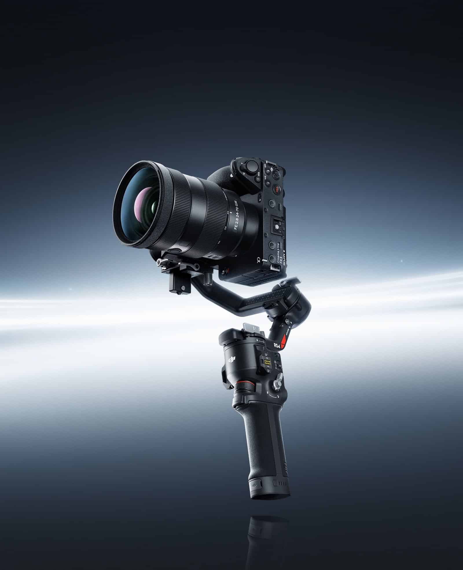 Promotional key visual for the DJI RS 4, RS 4 Pro and Focus Pro.