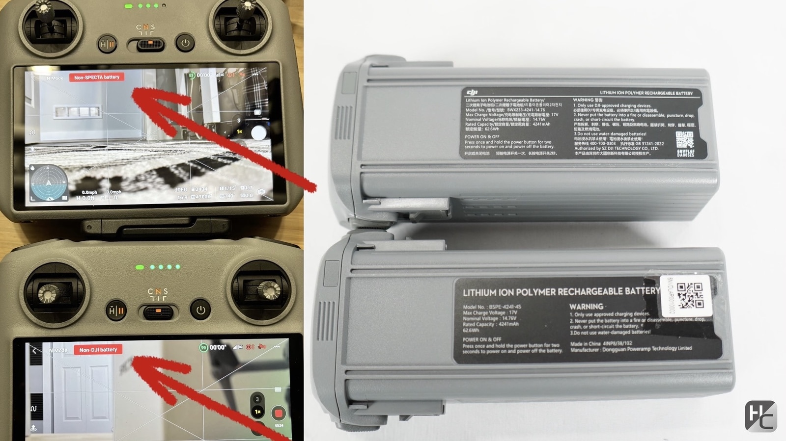 The Specta Air next to the DJI Air 3, which it closely resembles.