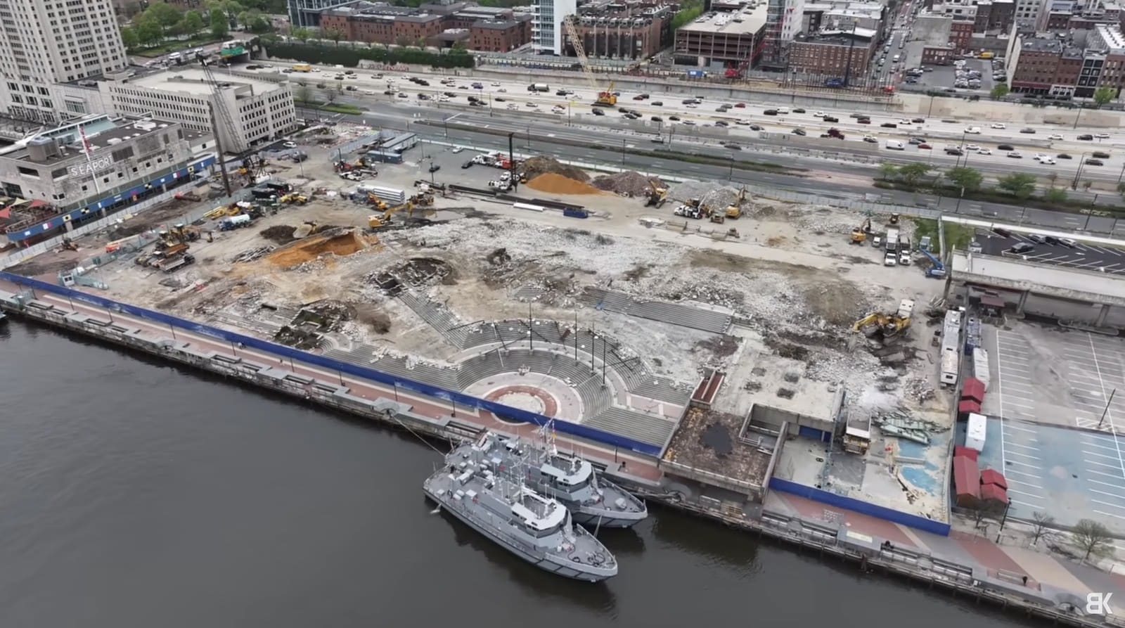 DJI Avata 2 FPV footage of the Penn's Landing Amphitheater demolition.