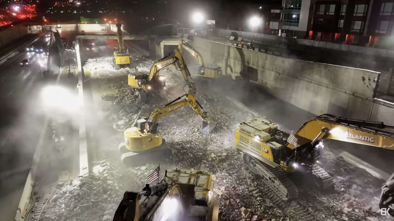 The amphitheater stands torn up to make way for the new park.