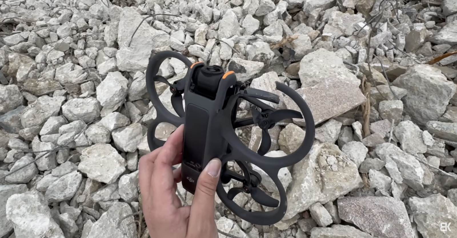 Scuffed body of the Avata 2 after several crashes at the site.