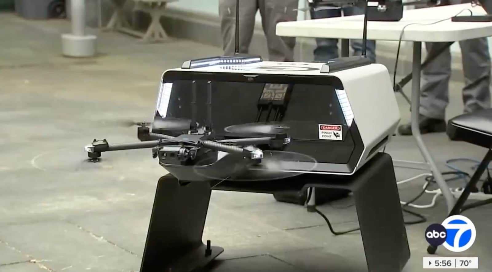 A Skydio drone-in-a-box dock deployed at an NYPD site.