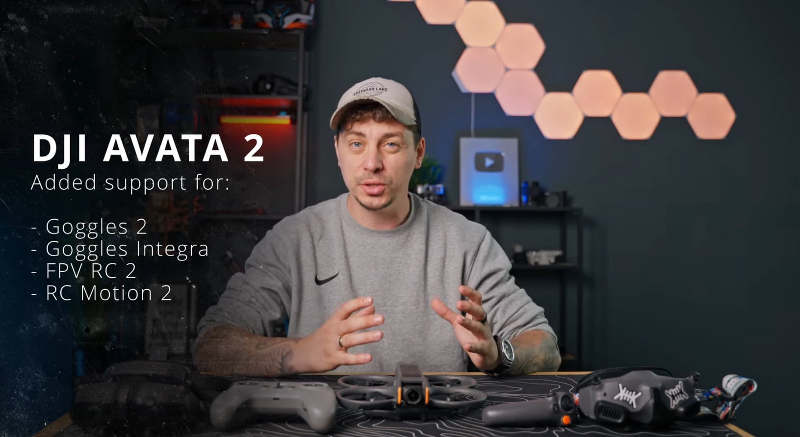 Presenter listing new Avata 2 support for Goggles 2, Integra and RC Motion 2.