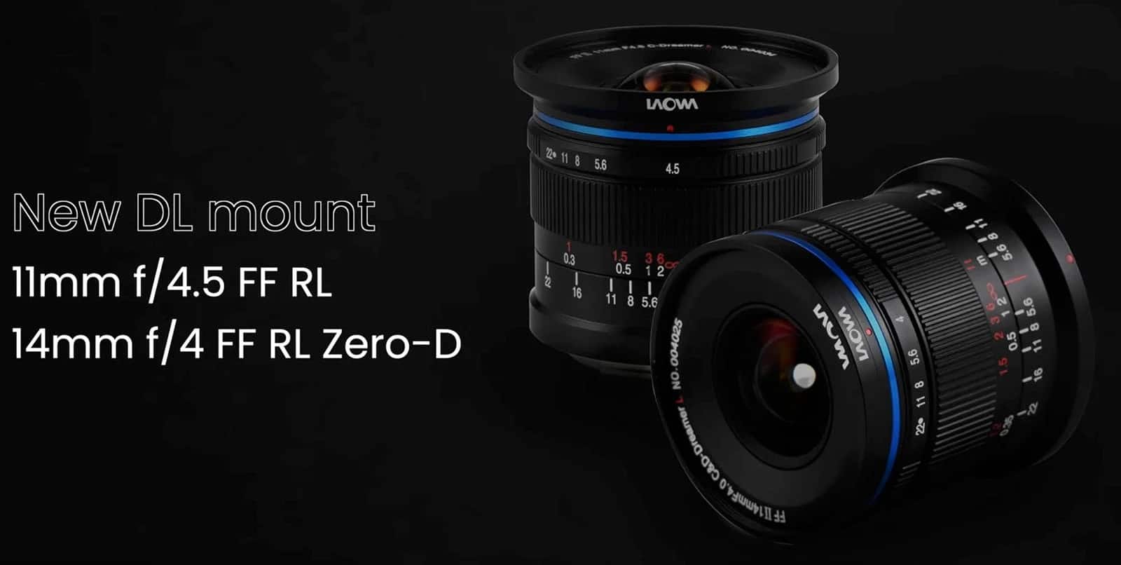 Two Laowa DL-mount lenses shown with their 11mm and 14mm designations.