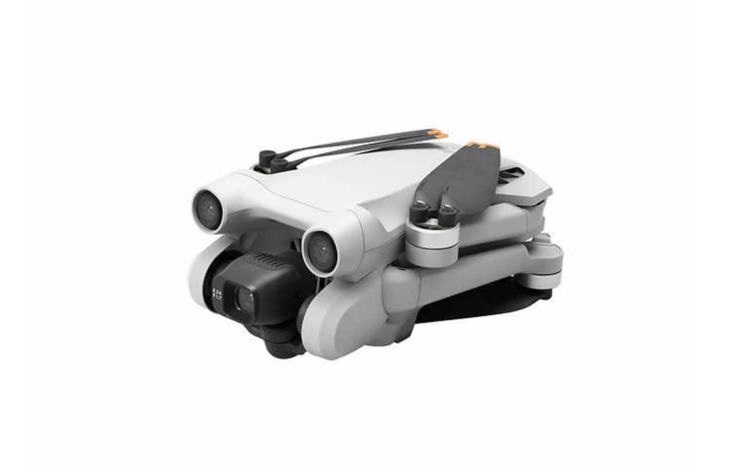 The DJI Mini 3 Pro folded down to its compact travel form.