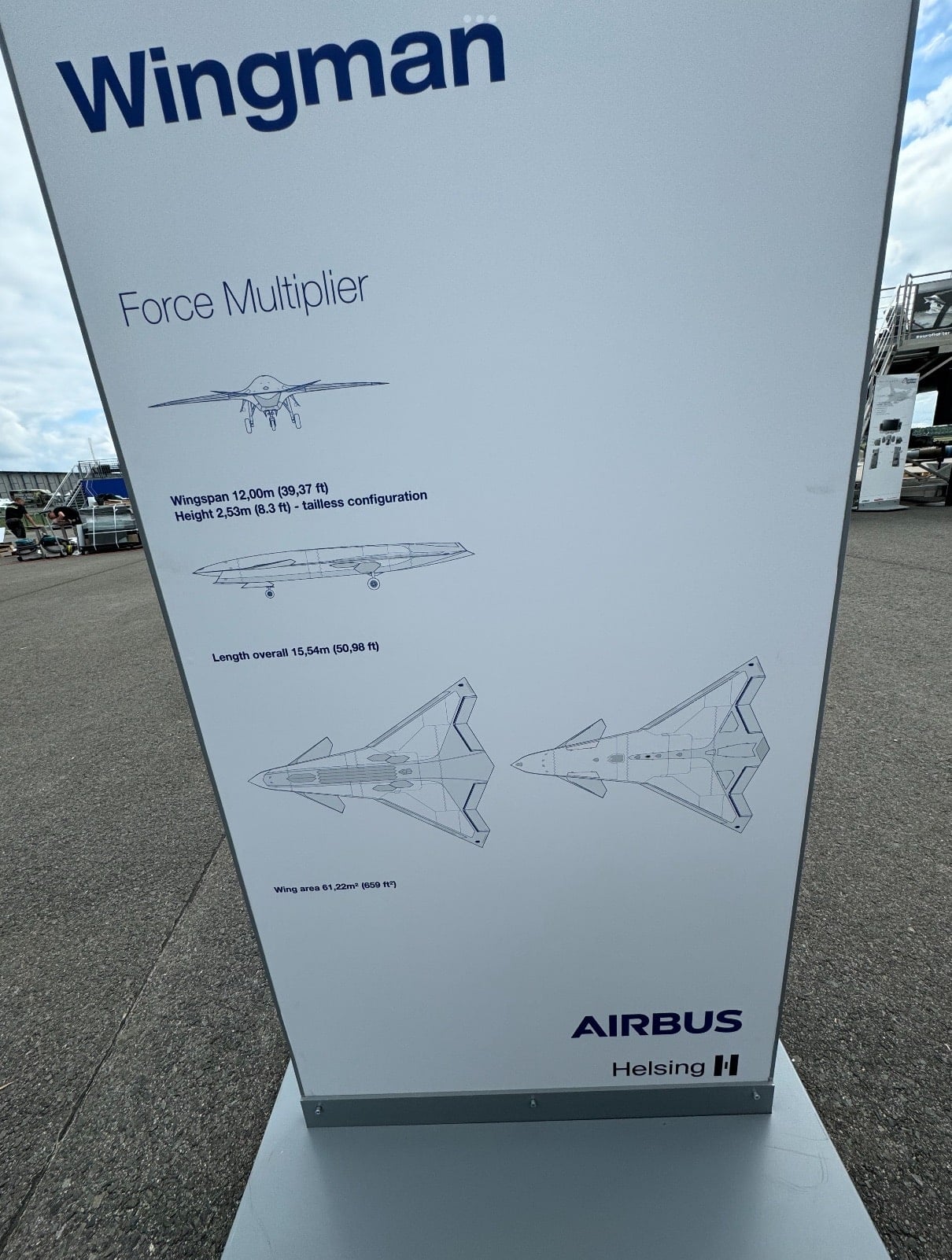 Airbus display board giving the Wingman a 39.4-foot (12-meter) wingspan.