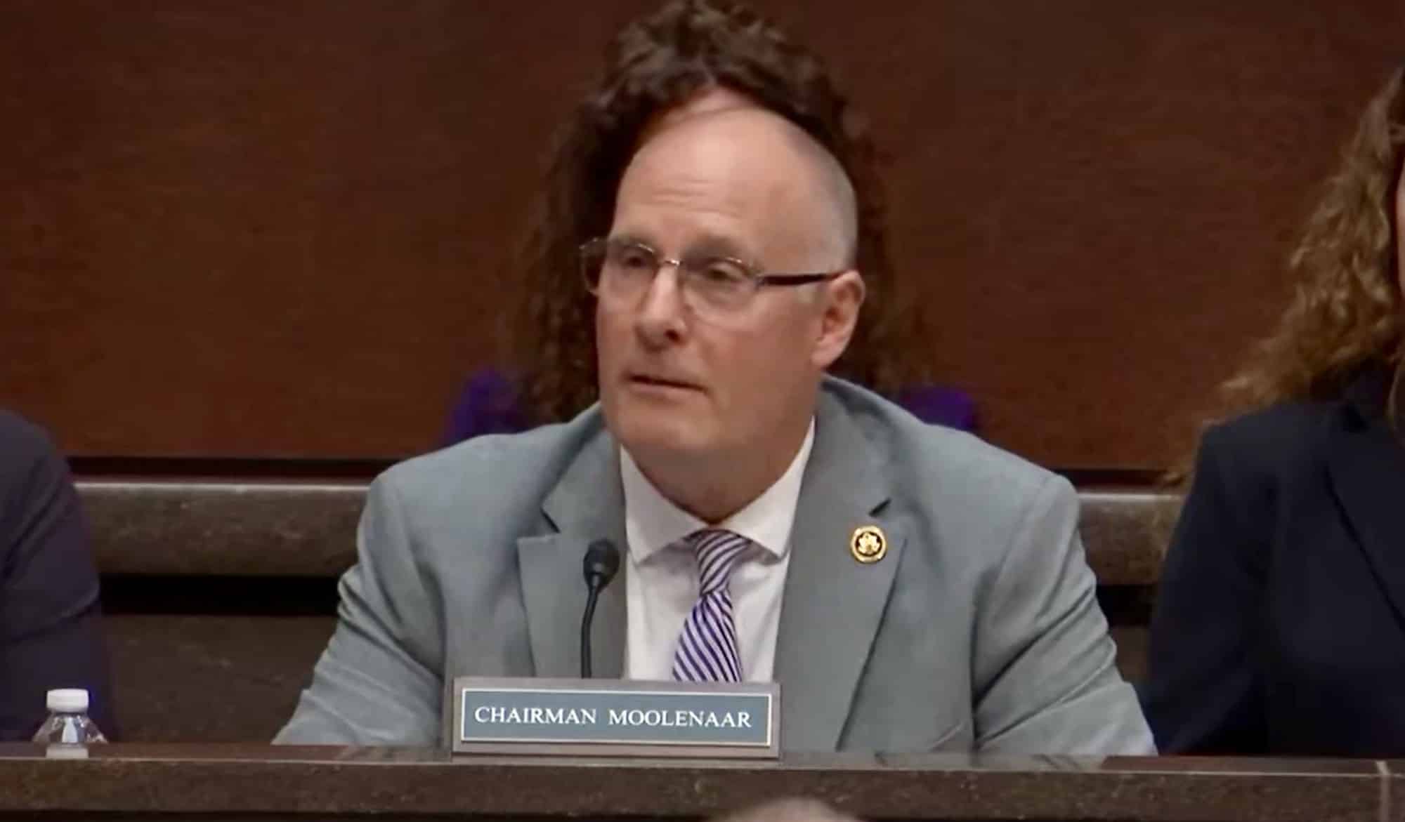 Chairman John Moolenaar speaks from the dais at a House select committee hearing.