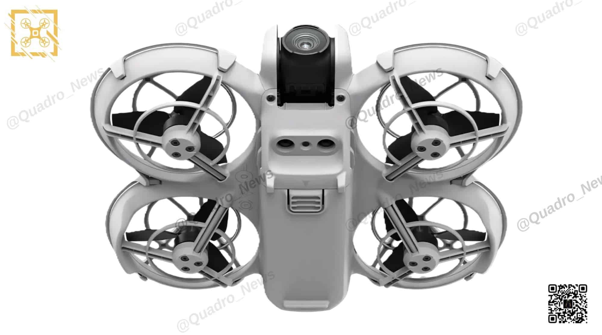 Head-on view of the Neo with all four propeller cages visible.