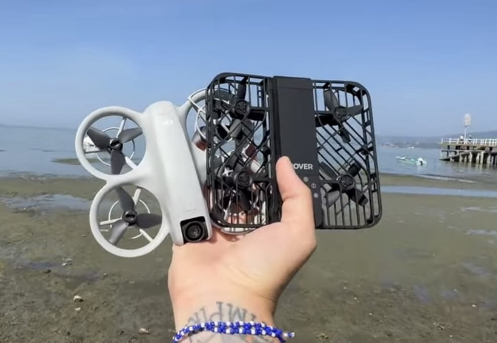 The DJI Neo placed next to the Hover Air X1 for comparison.