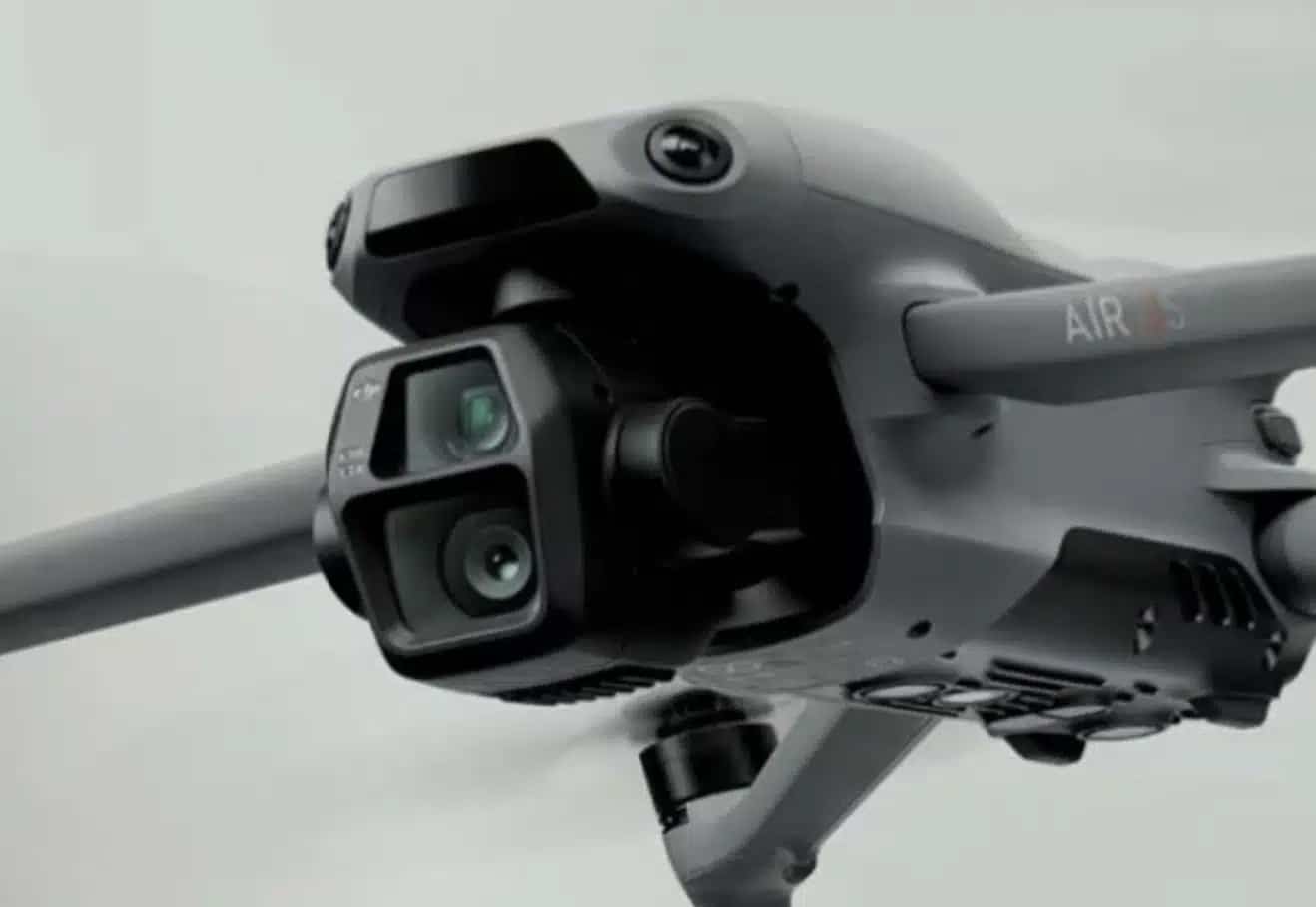 Leaked close-up of the Air 3S dual camera gimbal and front ToF sensor.